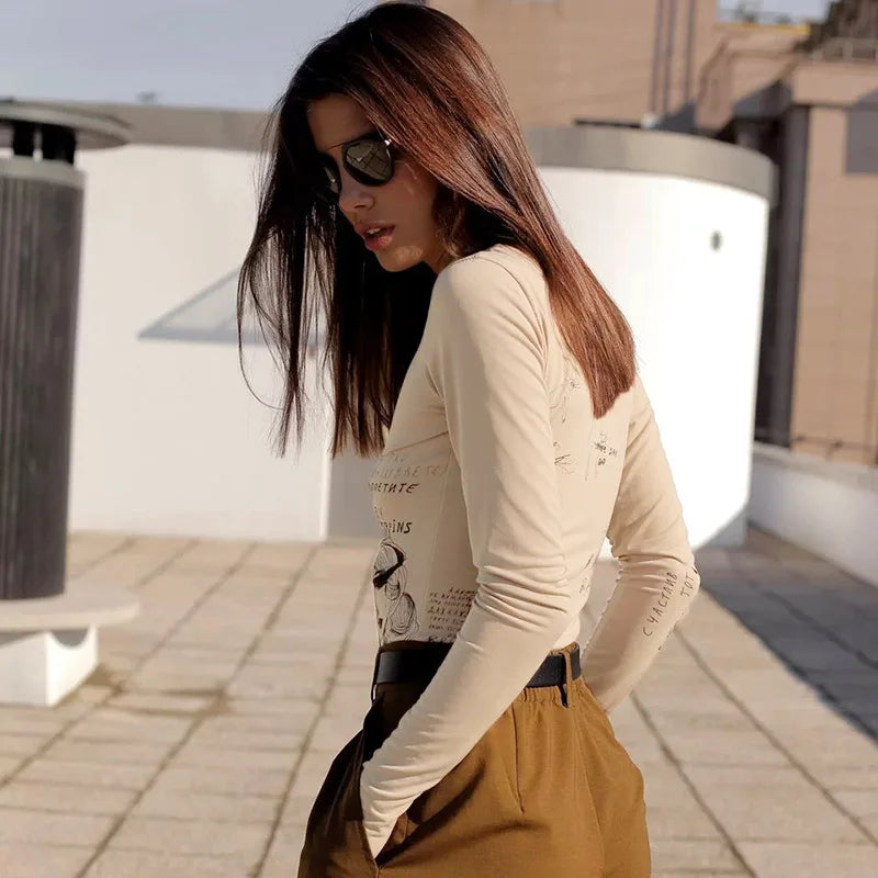 Women's Round Neck Long-Sleeved Jumpsuit, Slim, Versatile, Europe and the United States, New, Fashion, Summer