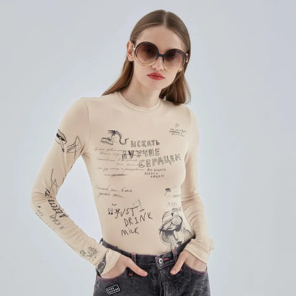 Women's Round Neck Long-Sleeved Jumpsuit, Slim, Versatile, Europe and the United States, New, Fashion, Summer