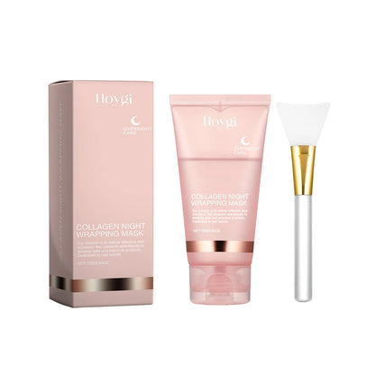 Collagen Overnight Wrapping Peel Off Facial Mask Set Korean Collagen Night Wrapping Mask Deeply Hydrates Night Care Mask Cream